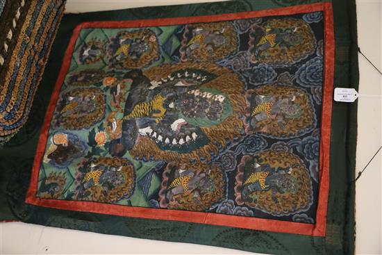 A thangka depicting a Buddhist wrathful deity, Tibet, first half 20th century, Total size 106cm x 72cm